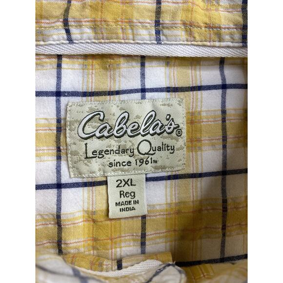 Cabela's Plaid Flannel Button Up Short Sleeve Shirt Men's Size Large Cotton - Picture 3 of 5